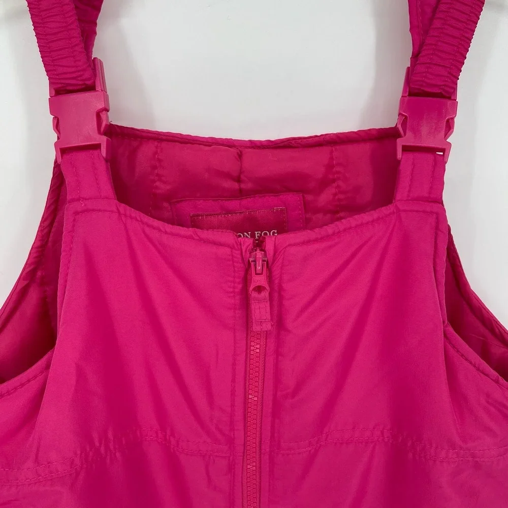 London Fog Girl's Pink Insulated Zip Up Snow Bib Overalls Ski Pants Size M 10-12